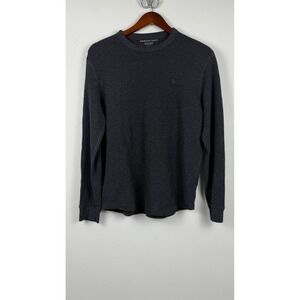 American Eagle Mens Gray Thermal Waffle Knit Long Sleeve Shirt Medium Standard